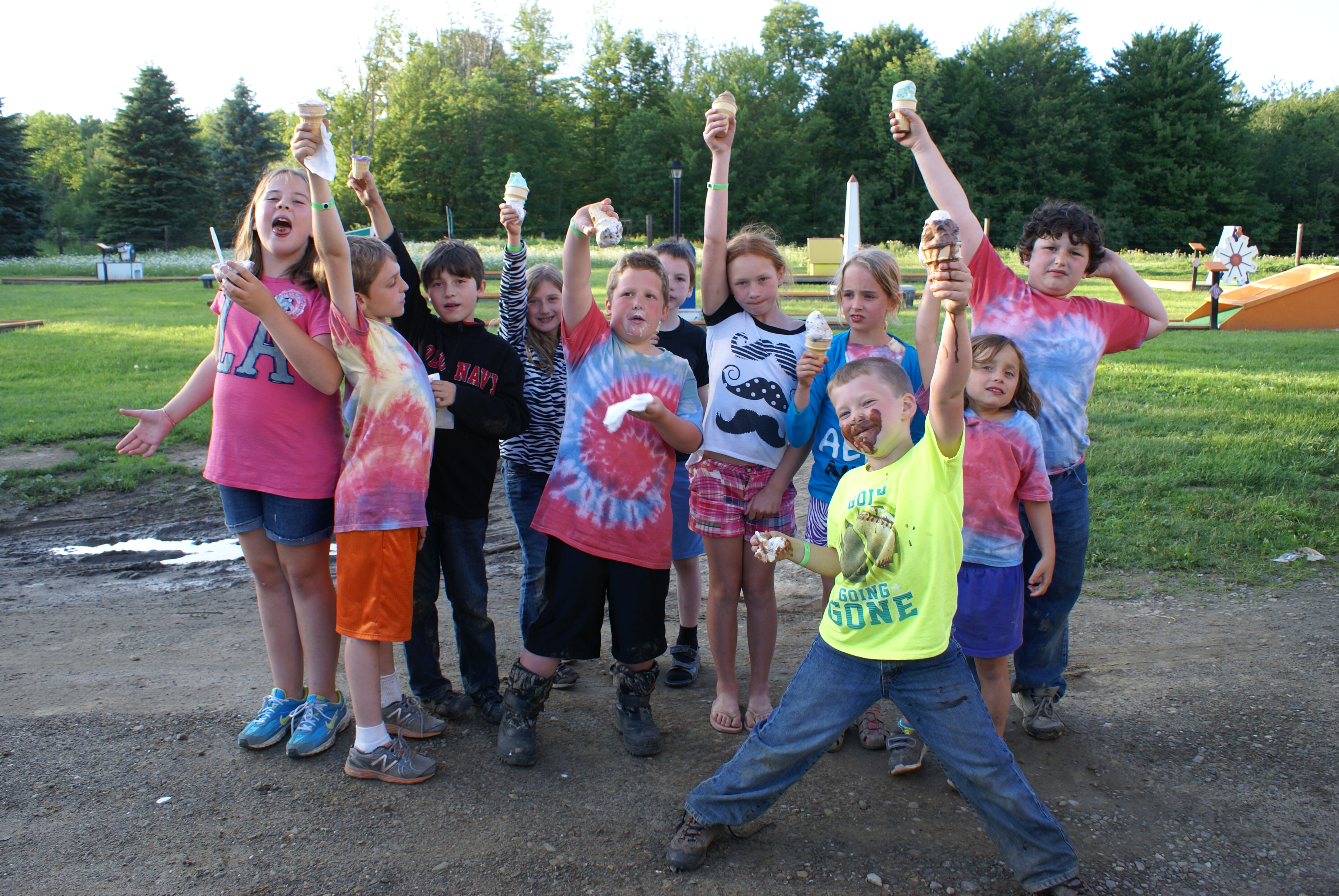 group of kids eating ice cream