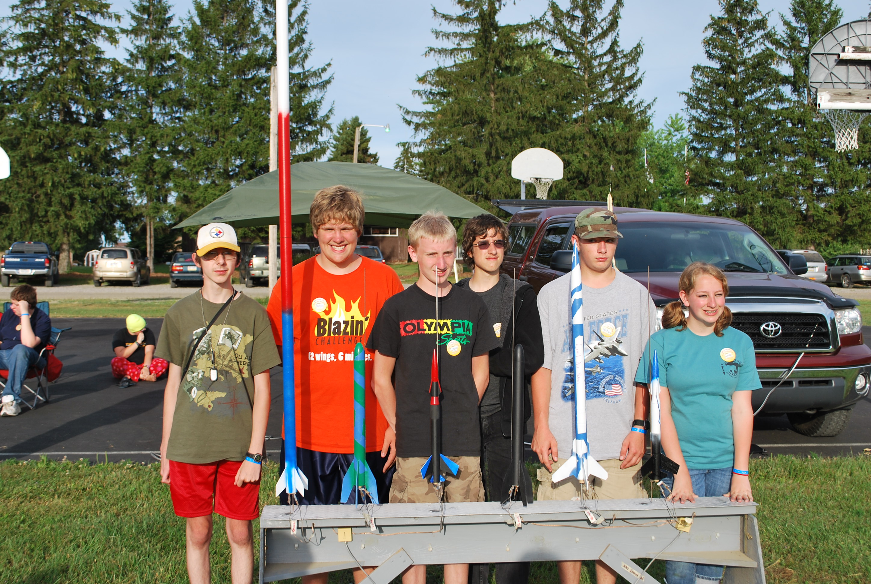 Campers with their rockets.