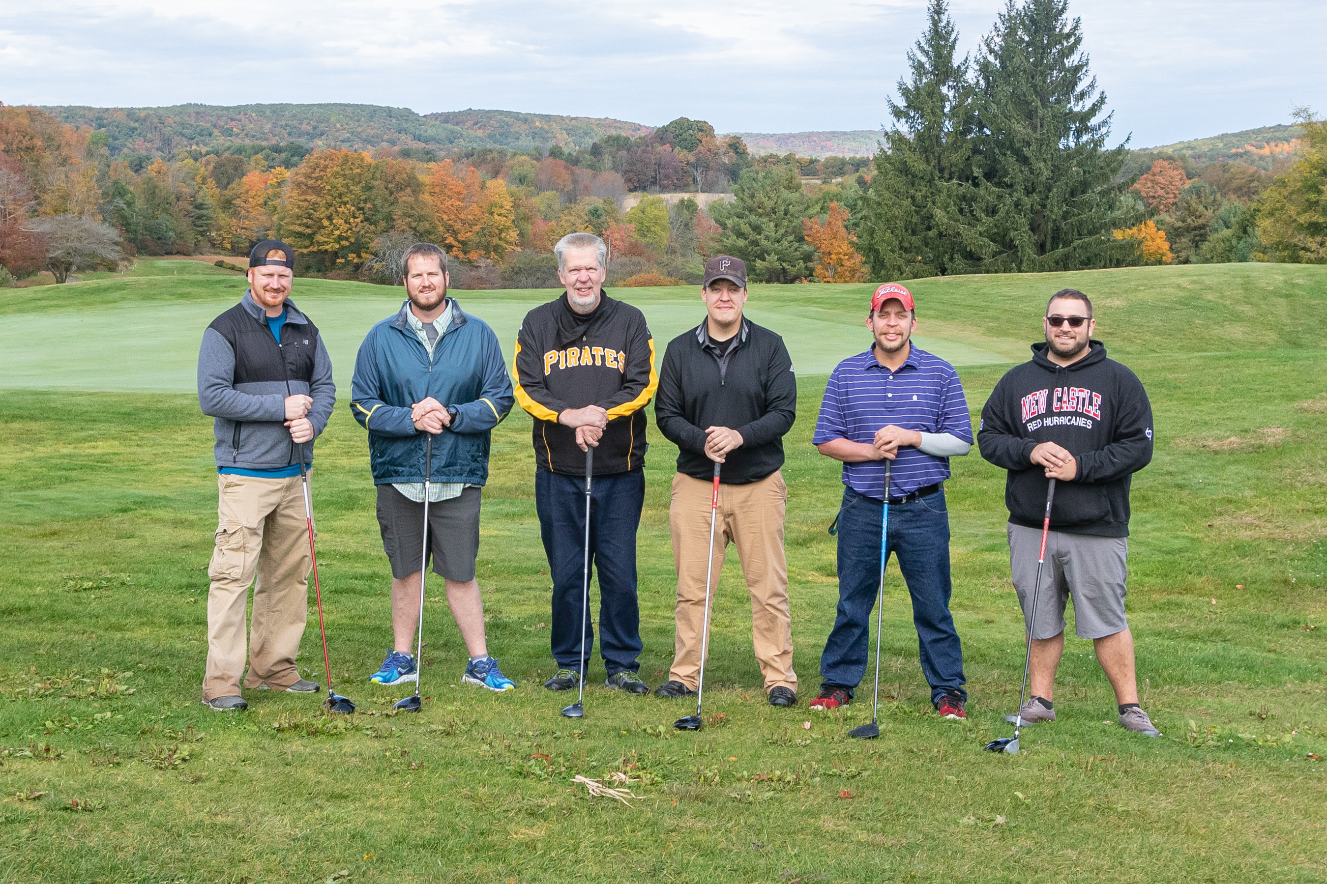 Men at a golf course at a golf retreat 
